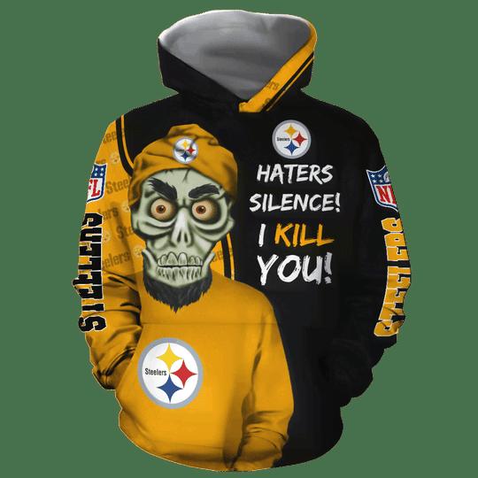 Pittsburgh Steelers Cute Death All Over Print Hoodie Perfect For Halloween 0