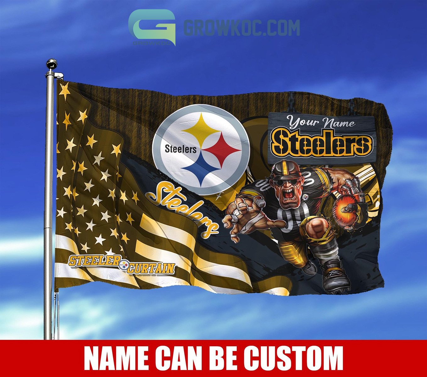 Pittsburgh Steelers NFL Mascot Slogan American House Garden Flag2B1 tGcii