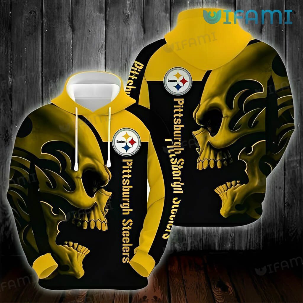 Pittsburgh Steelers Skull Open Mouth All Over Print Hoodie 0