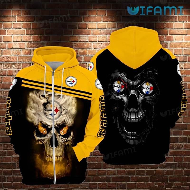 Pittsburgh Steelers Unique Death Skull All Over Print Zip Up Hoodie 0