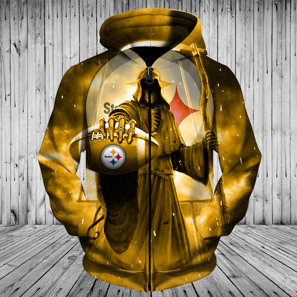 Pittsburgh Steelers Hoodies Men s 3D Death Skull Hoodies 1000x