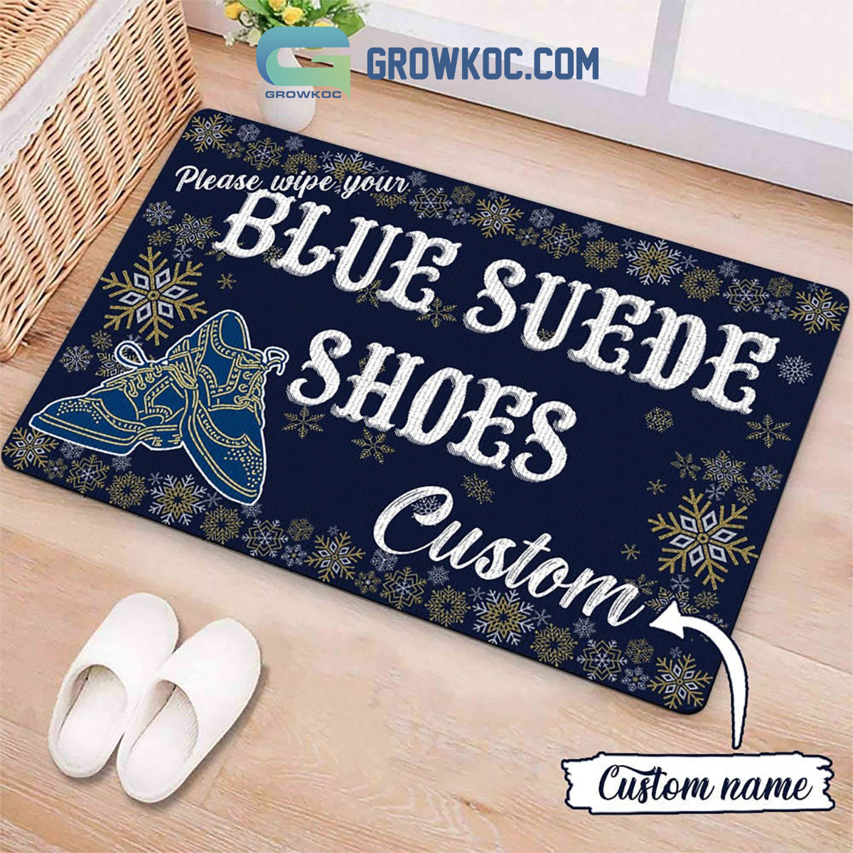 Please Wipe Your Blue Suede Shoes Personalized Doormat2B1 AYWzw