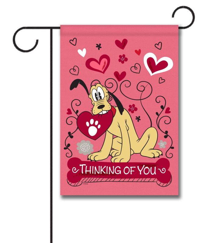 Pluto Valentines Garden Disney Flag