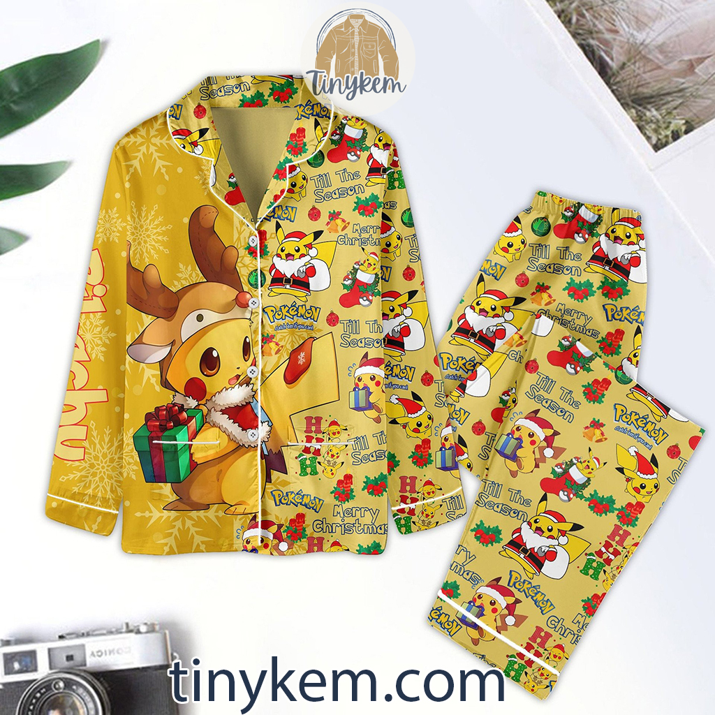 Pokemon Christmas Pikachu Yellow Pajamas Set2B1 wETAp