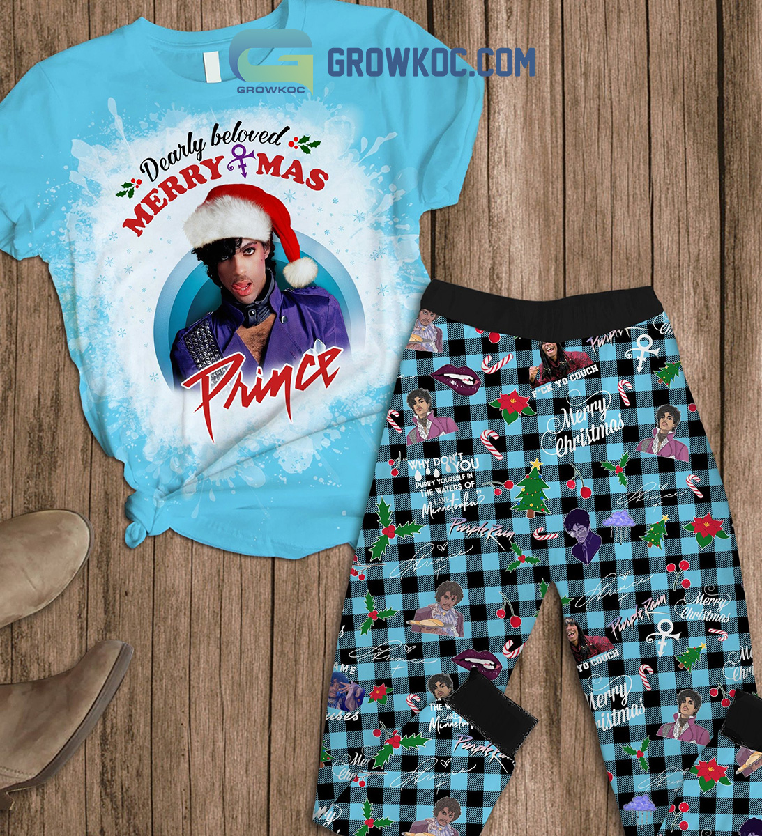 Prince Dearly Beloved Merry Christmas Fleece Pajamas Set2B1 ZIk4y