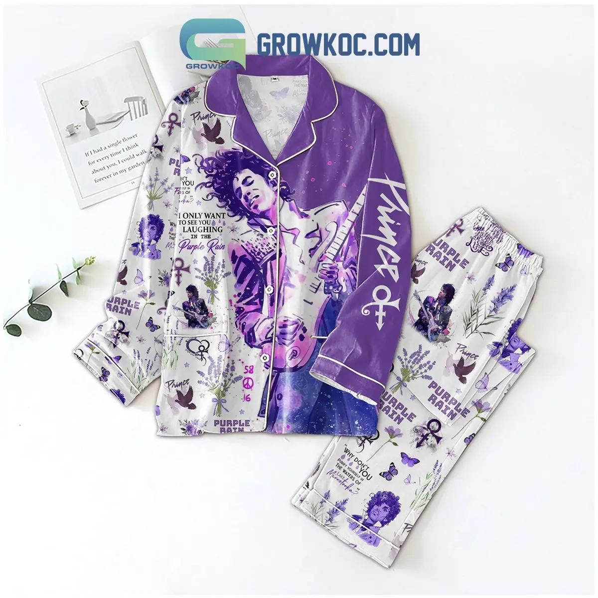 Prince Of Purple I Only Want To See You Laughing In The Purple Rain Pajamas Set2B1 SgTef