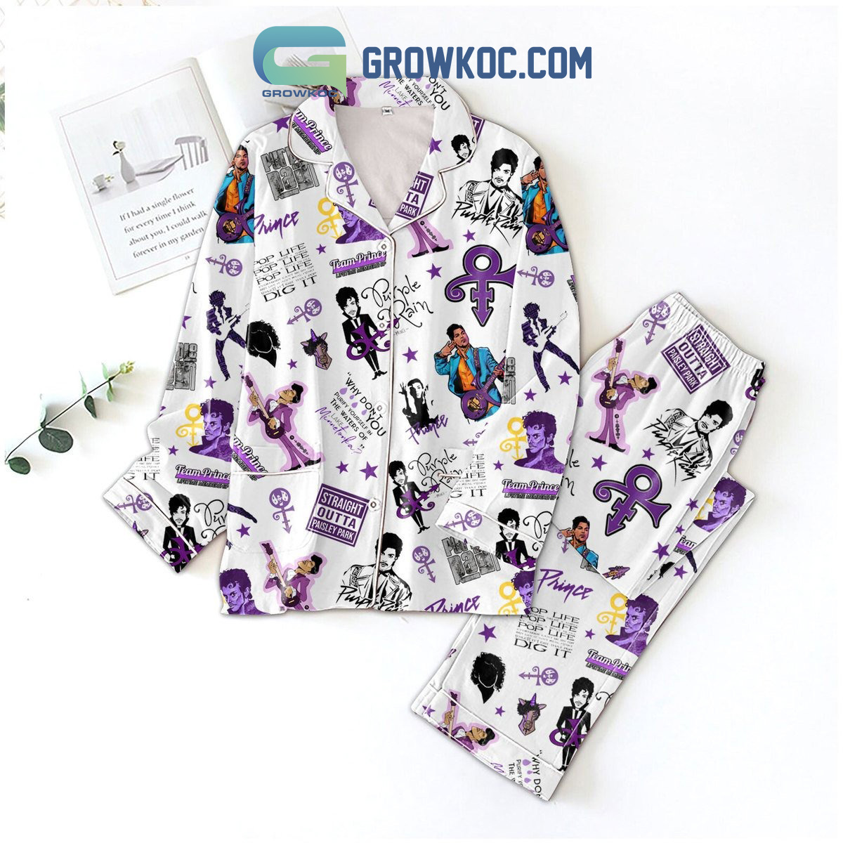 Prince Purple Rain Straigt Outta Paisley Park Pajamas Set2B1 16RtC