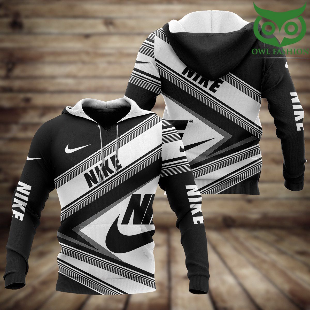 QpKO2rl5 93 Nike black and white lines 3D Printed Hoodies