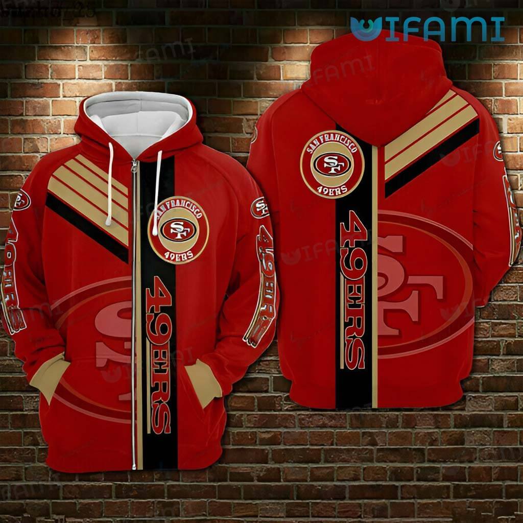 Red Brown All Over Print Zipper Hoodie 3D San Francisco 49ers Gift 0