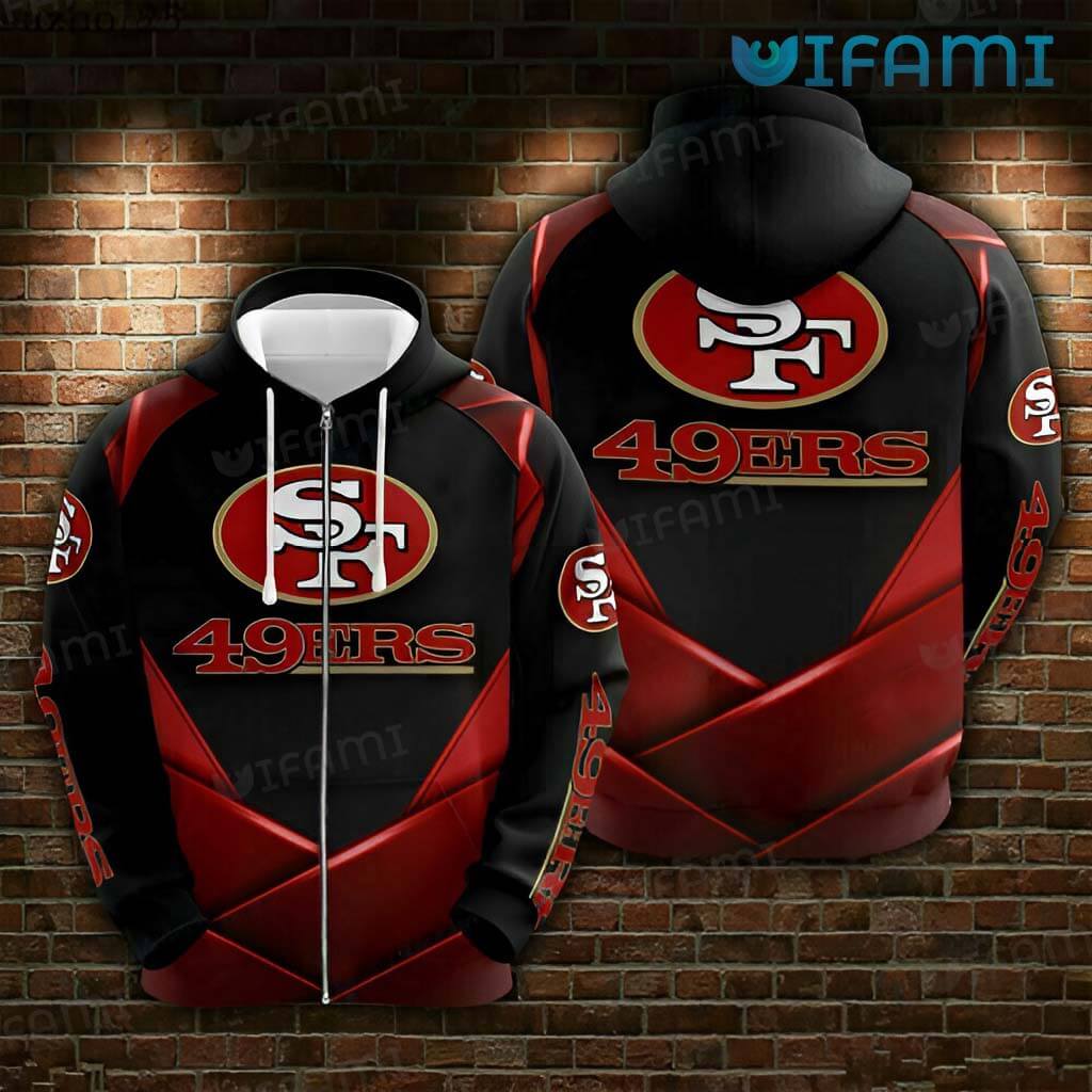 Red and Black All Over Print Zipper Hoodie 3D San Francisco 49ers Gift 0