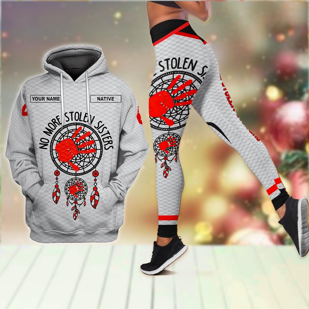 Red Hand No More Stolen Sister Native American Hoodie Leggings Set Native American Hoodies Native American Leggings 1 edkjpj