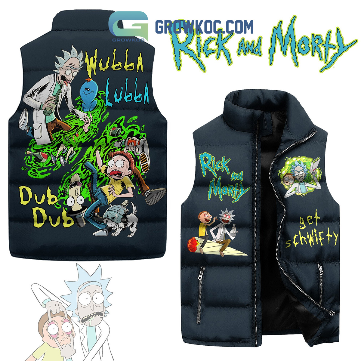 Rick And Morty Dub Dub Sleeveless Puffer Jacket2B1 NzedO