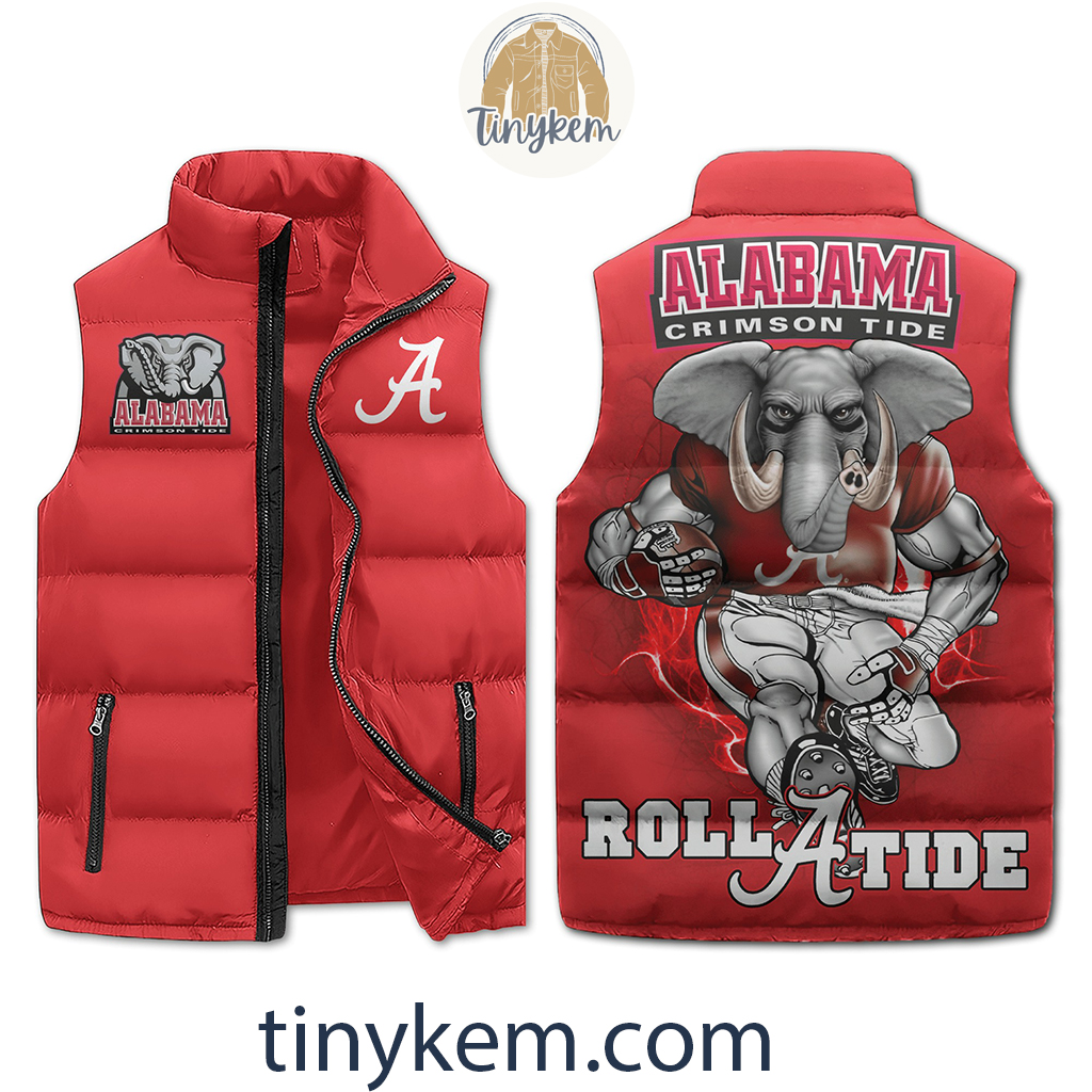 Roll Tide Football Elephant Puffer Sleeveless Jacket2B1 xkYay