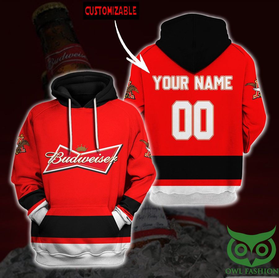 S8Xb4blb 5 Custom Name Number Budweiser Beer Brand Hoodie