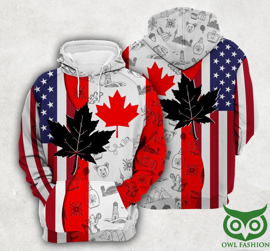 SE6teGZm 24 Canada Flag And Symbols Dual Citizen Hoodie