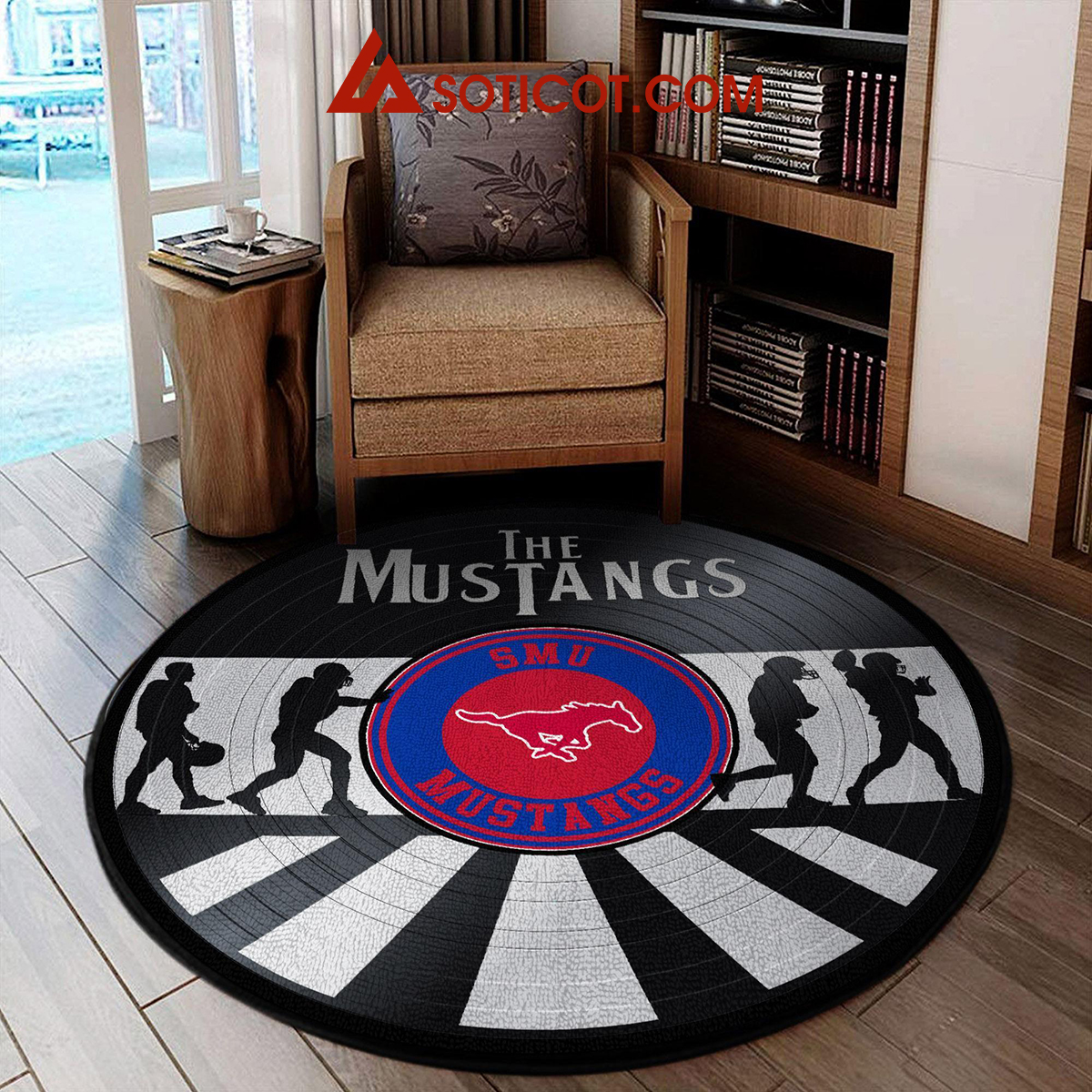 SMU Mustangs New Style Sports Round Rug Carpet Livingroom Mat2B1 vyAfE