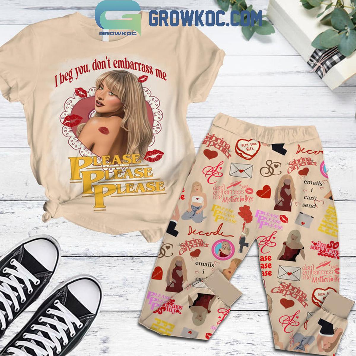 Sabrina Carpenter Please Please Please Sand Fleece Pajamas Set 1 fS8pS