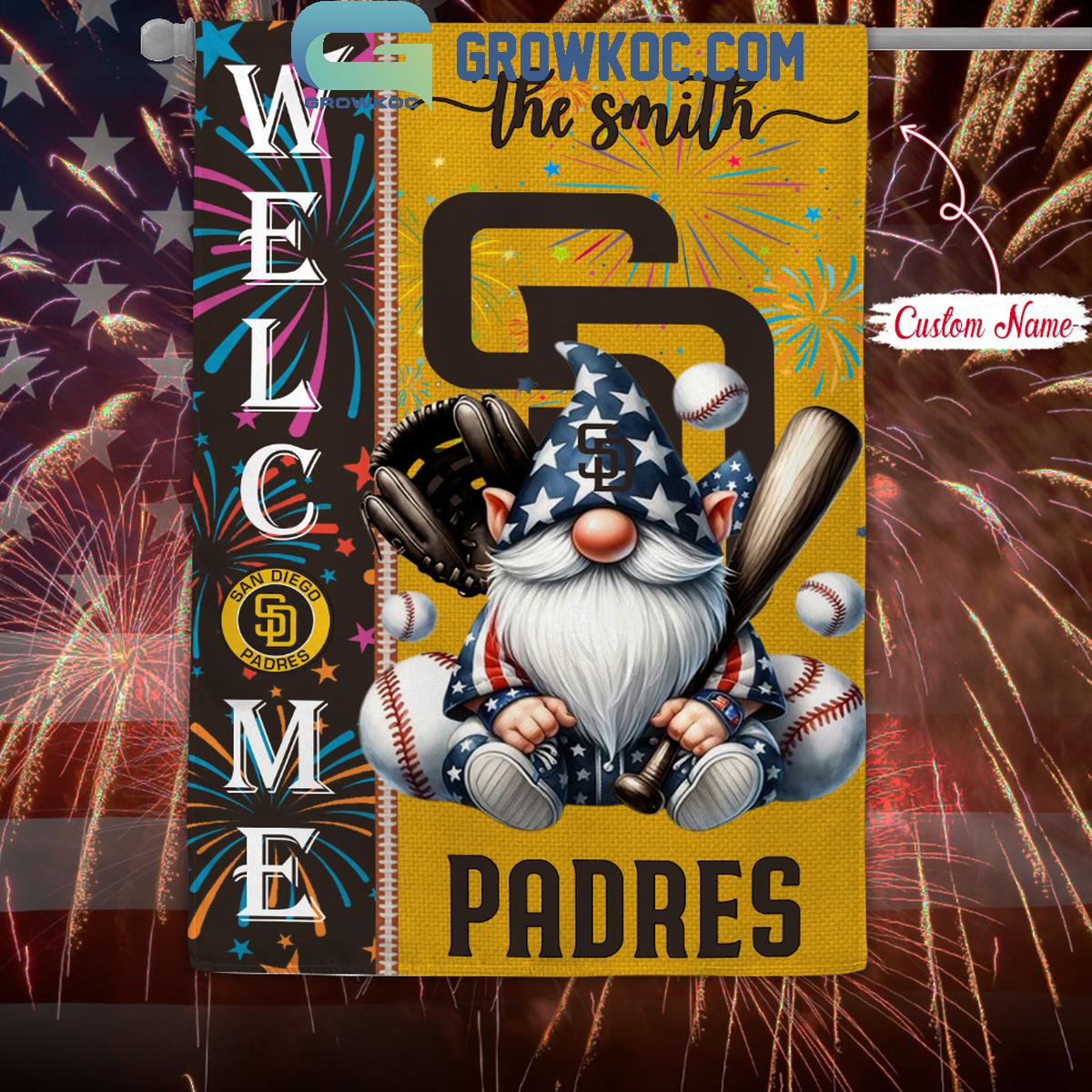 San Diego Padres Happy 4th Of July Patriot Personalized Garden Flag 1 0CSnq