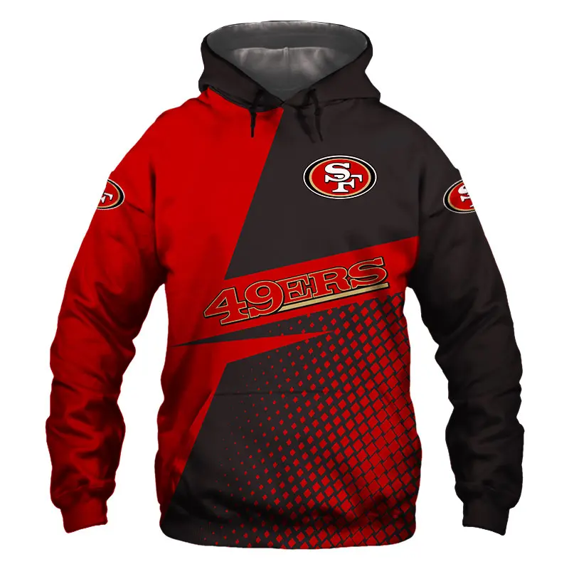 San Francisco 49Ers Long Sleeve All Over Print Zip Up Hoodie Fans 0