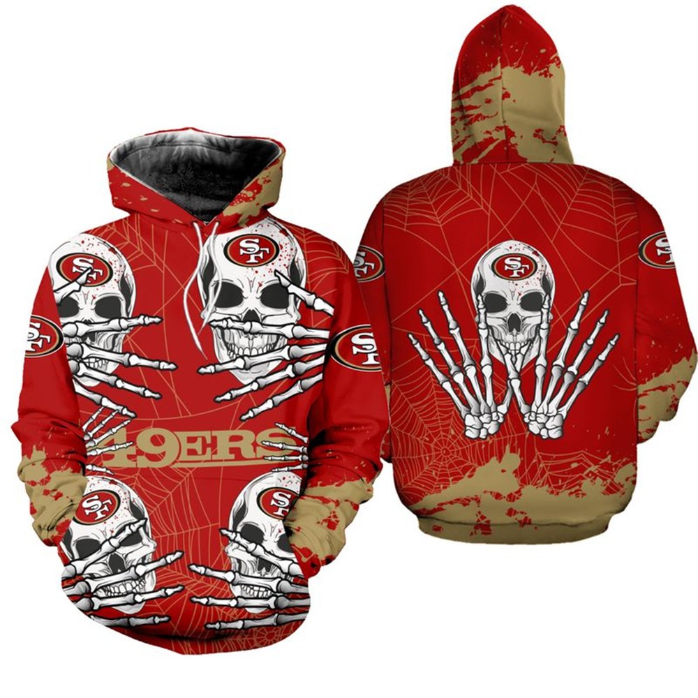 San Francisco 49Ers Skull For Halloween Graphic All Over Print Hoodie 0