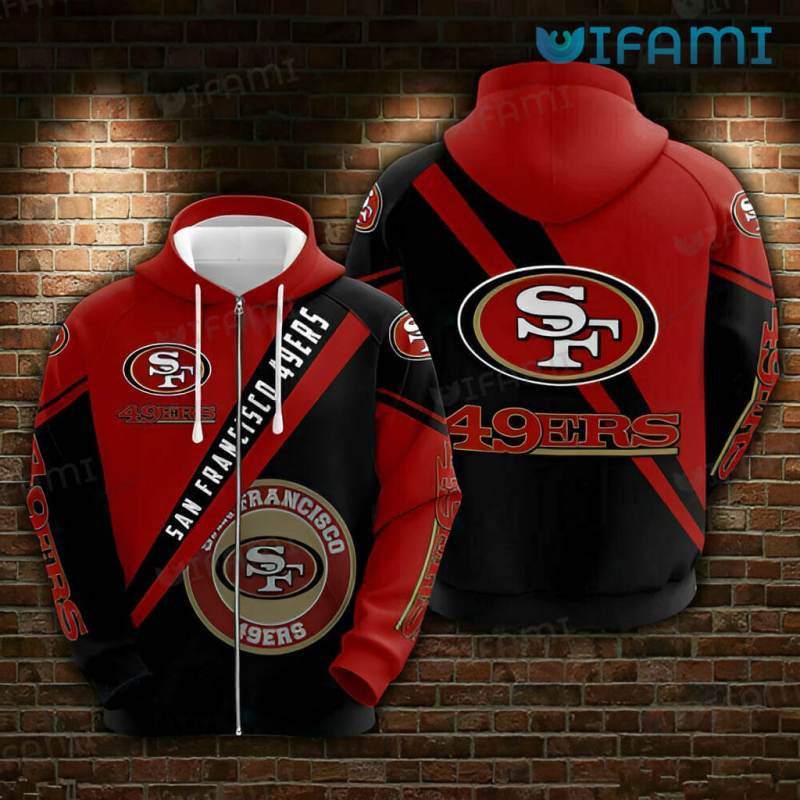 San Francisco 49ers All Over Print Zip Up Hoodie with Logo Design 0