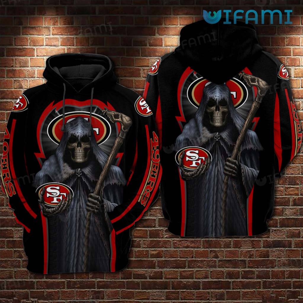 San Francisco 49ers Death All Over Print Hoodie with Holding Logo 0