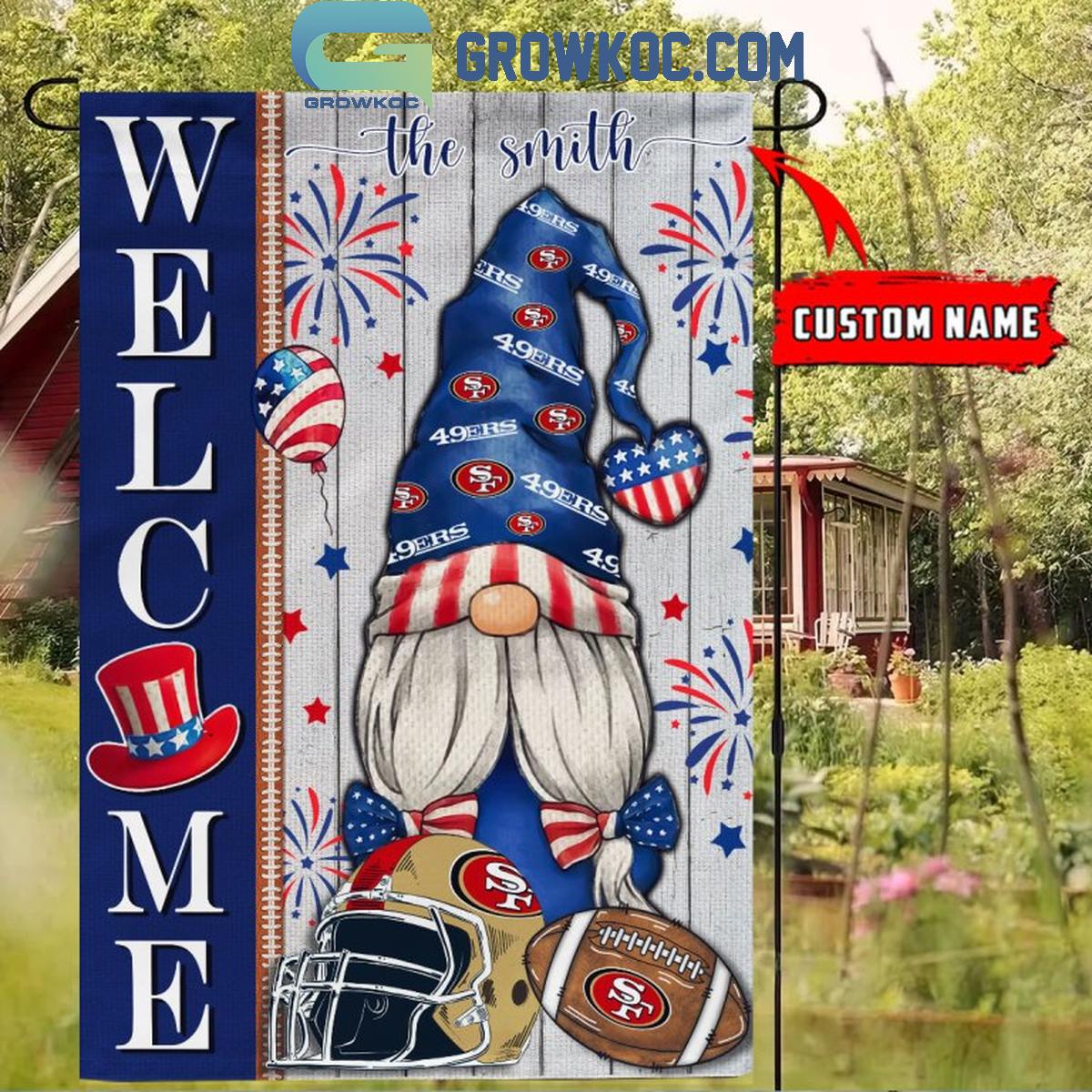 San Francisco 49ers Football Welcome 4th Of July Personalized Garden Flag 1 eKj1h