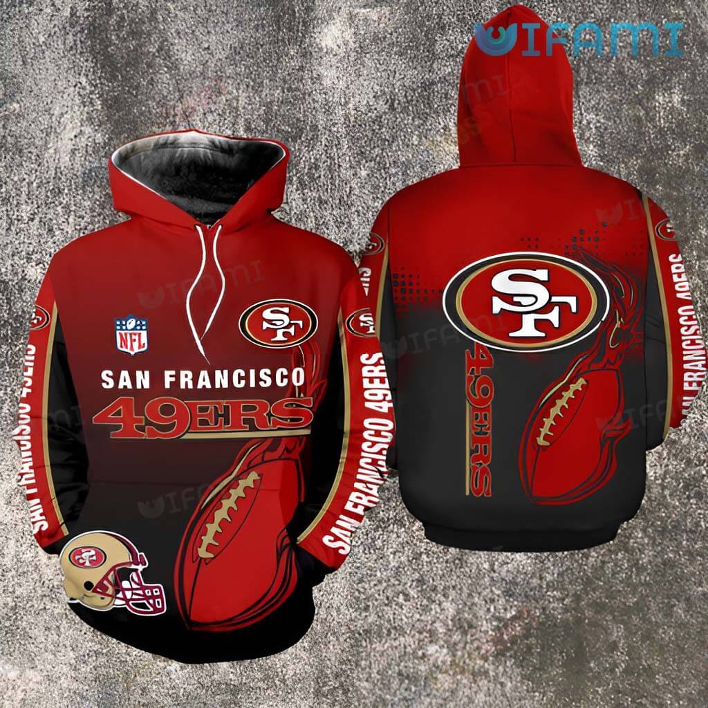 San Francisco 49ers Hoodie 3D Fire Football All Over Print 0