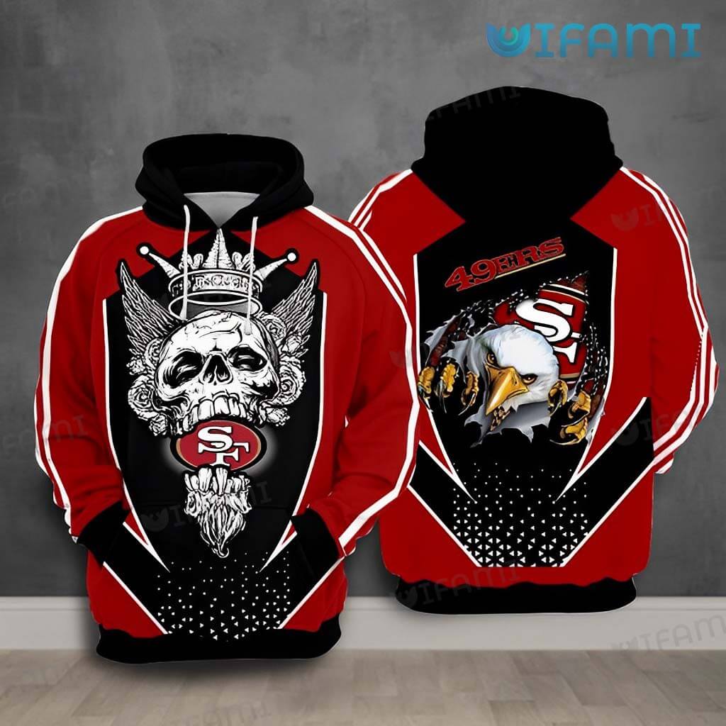 San Francisco 49ers King Skull Eagle All Over Print Hoodie 0