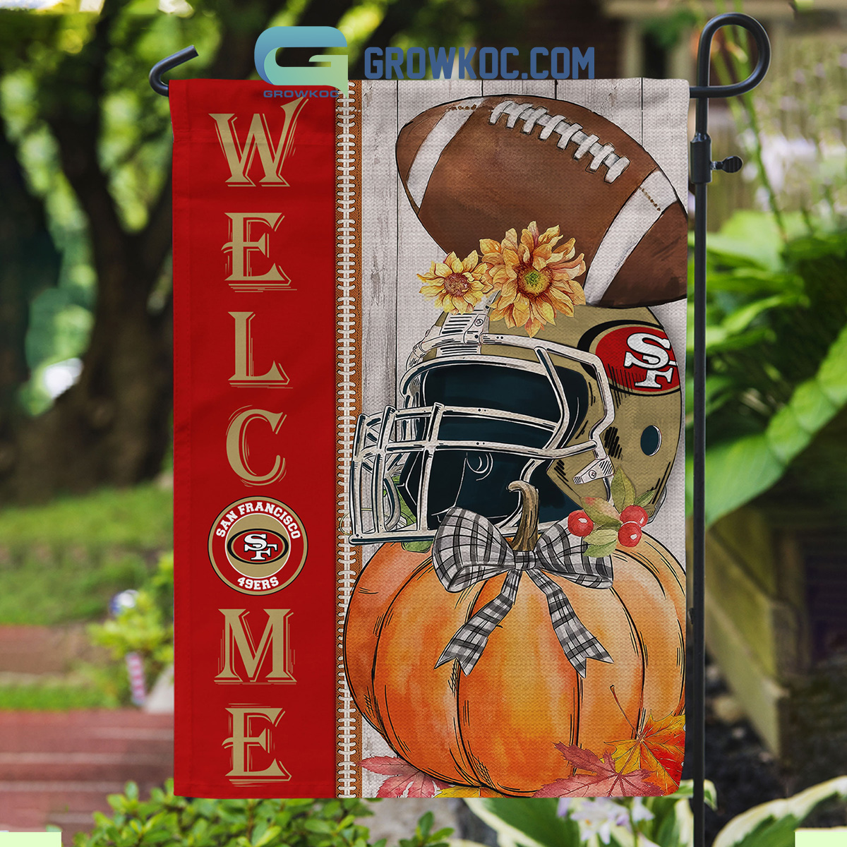 San Francisco 49ers NFL Welcome Fall Pumpkin Personalized House Garden Flag2B1 0JNbM