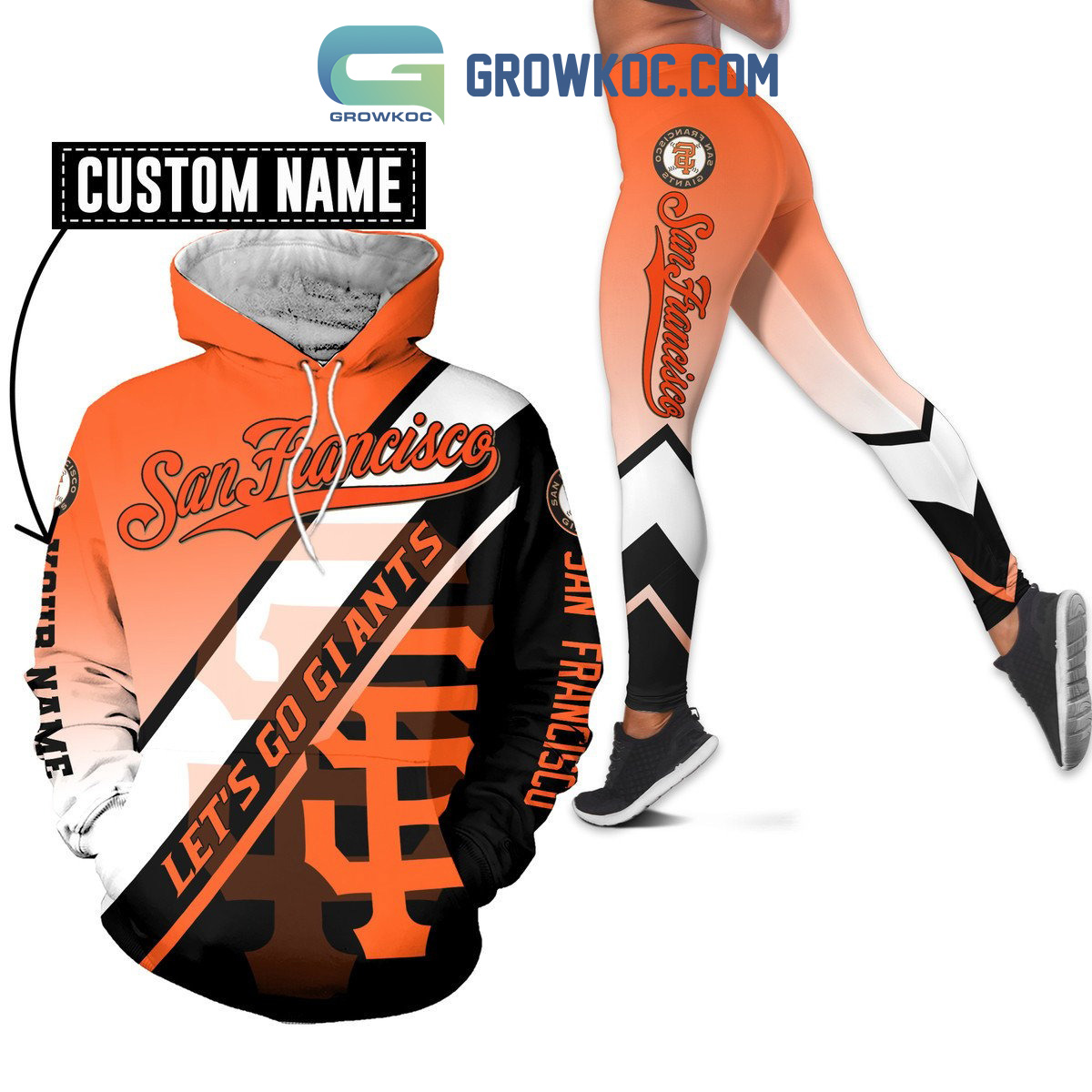 San Francisco Lets Go Giants Personalized Hoodie Leggings Set2B1 JMGrS