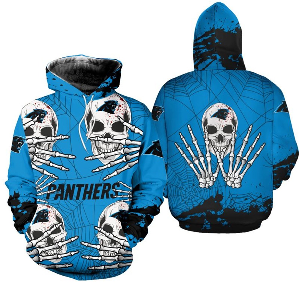 Scare Everyone With This Carolina Panthers Skull Hoodie For Halloween 0