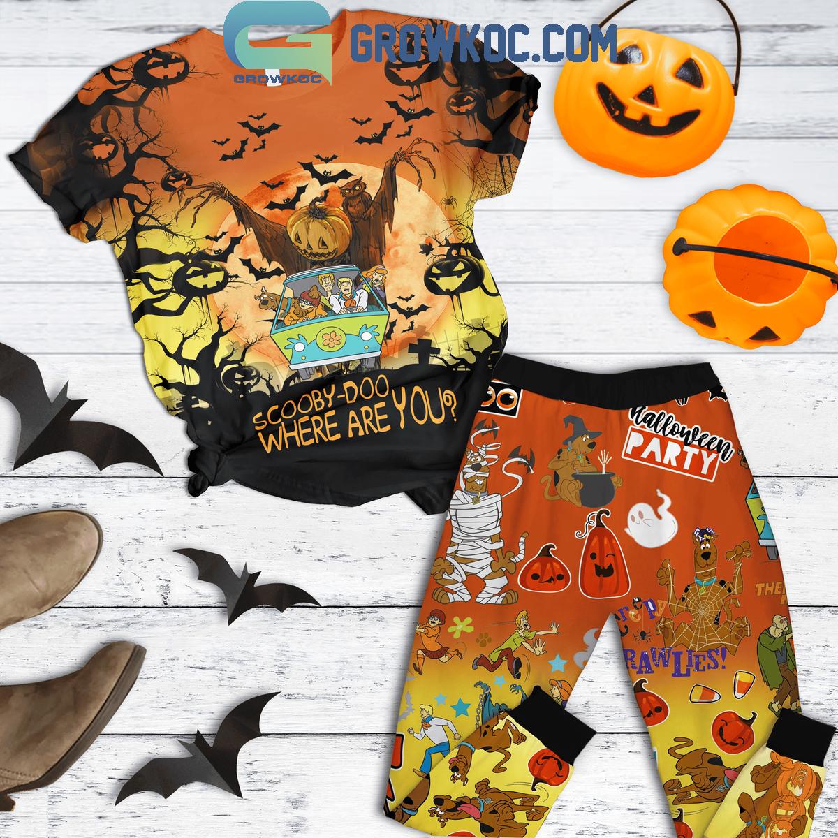 Scooby Doo Where Are You Halloween Hunting Fleece Pajamas Set 1 ndSkg