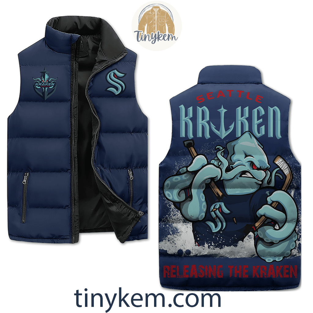 Seattle Kraken Puffer Sleeveless Jacket Releasing The Kraken2B1 y655w