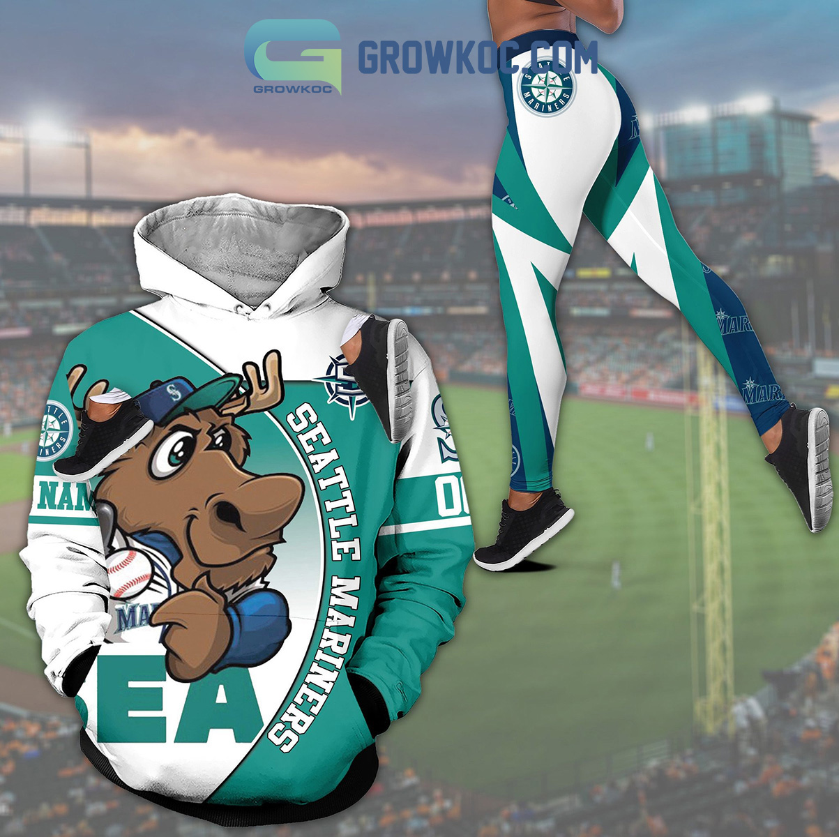 Seattle Mariners Mascot Personalized Hoodie Leggings Set2B1 NN218