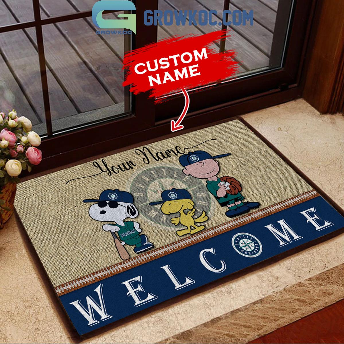 Seattle Mariners Snoopy Personalized Fan Doormats 1 Hb0HT