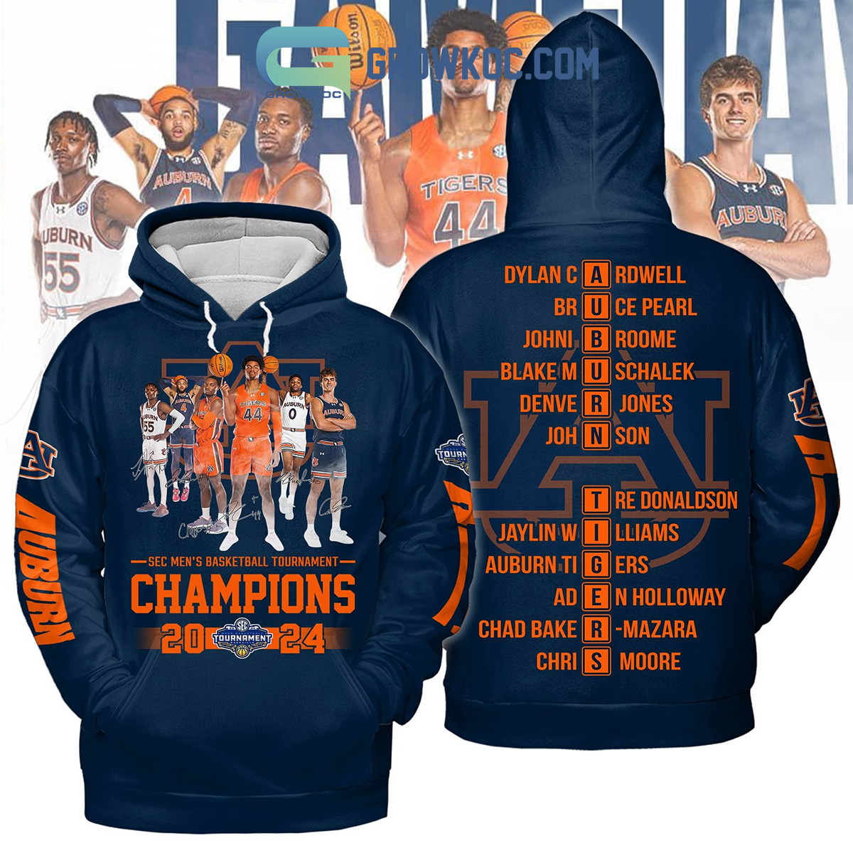 Sec Mens Basketball Champions 2024 Auburn Tigers Lets Go Tigers Navy Design Hoodie T Shirt2B1 KIopU