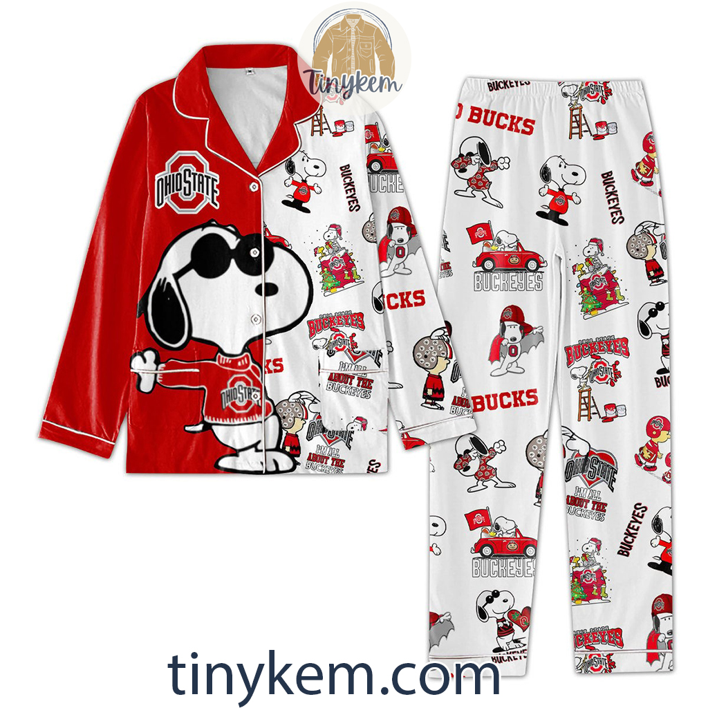 Snoopy And Ohio State Buckeyes football Pajamas Set2B1 ixfdy