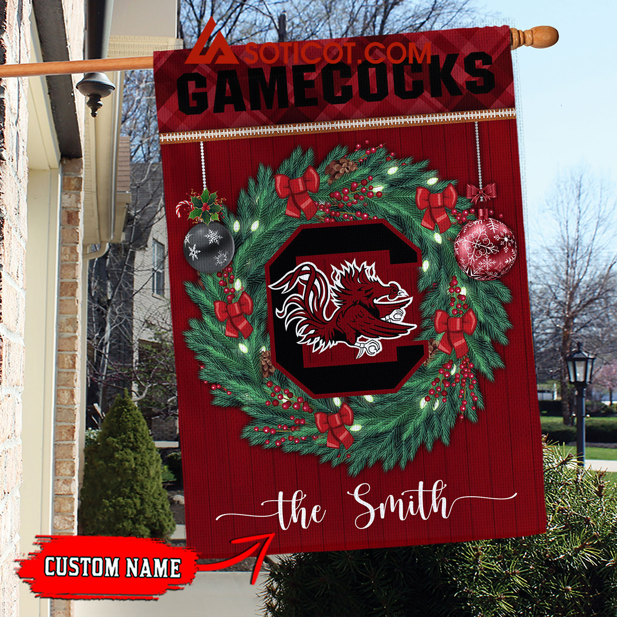 South Carolina Gamecocks NCAA Football Christmas Personalized House Garden Flag2B1 e0THq