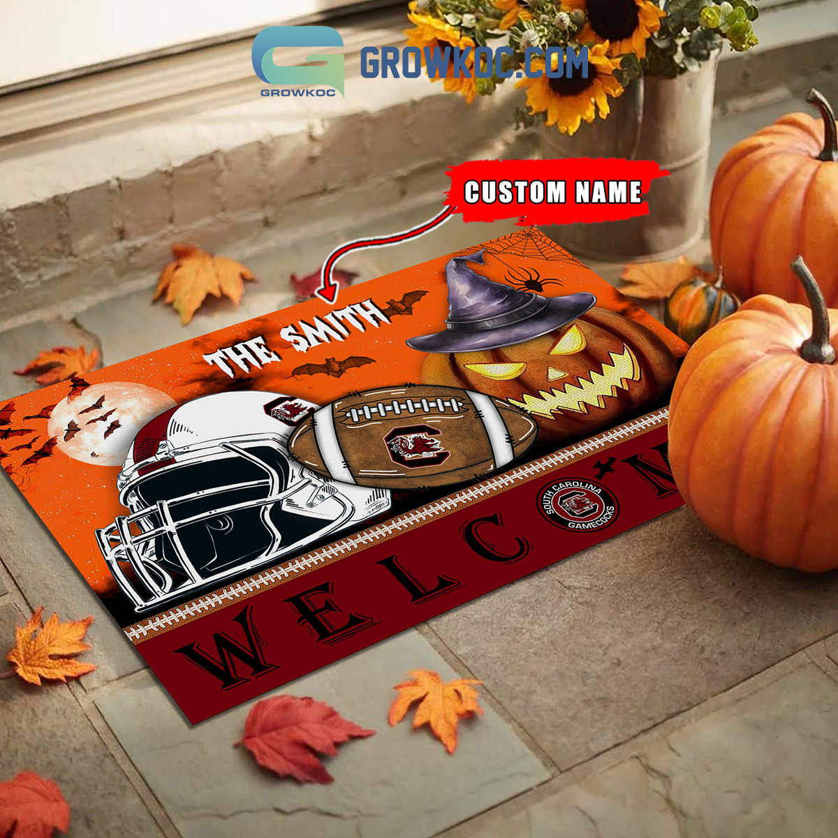 South Carolina Gamecocks NCAA Football Welcome Halloween Personalized Doormat2B1 PKRoL