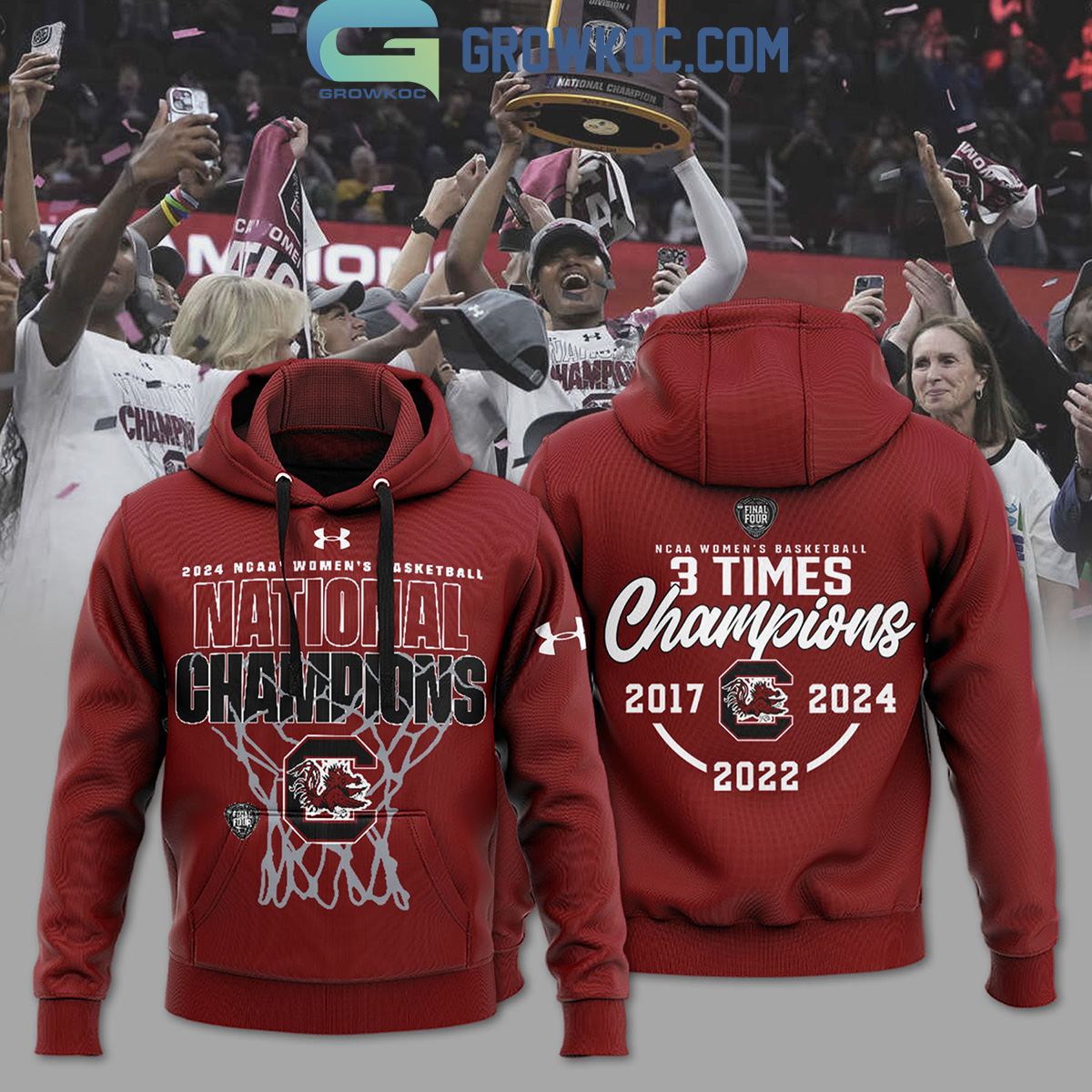 South Carolina Gamecocks NCAA Womens Basketball 3 Times Champions Hoodie Shirts Red2B1 3Y6gV