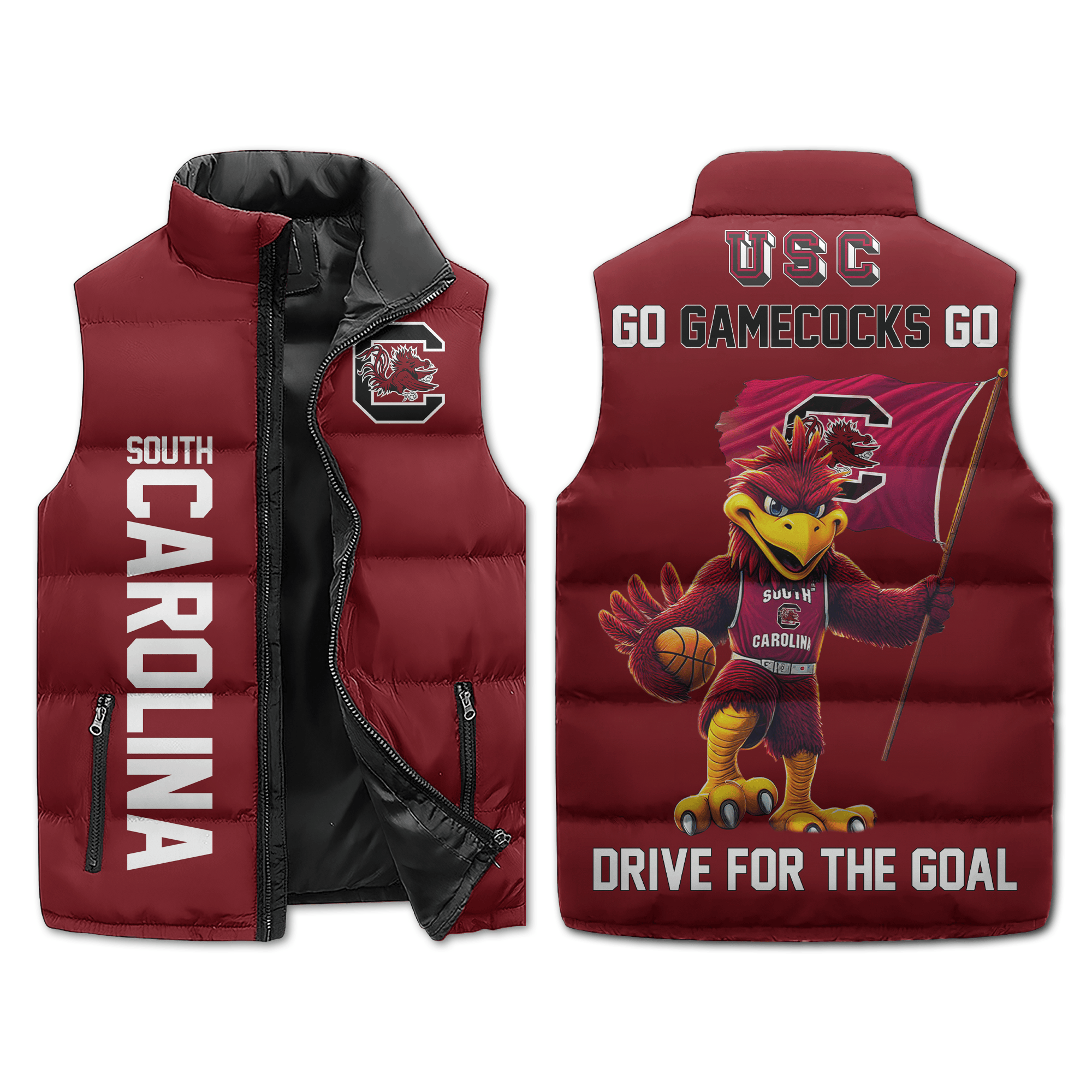 South Carolina Gamecocks Puffer Sleeveless Jacket Drive For The Goal2B1 UhZFT