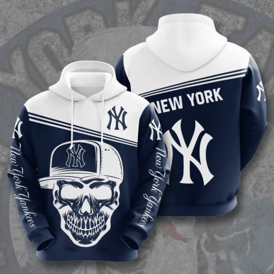 Sports Baseball Mlb New York Yankees Usa Skull All Over Print Hoodie 0