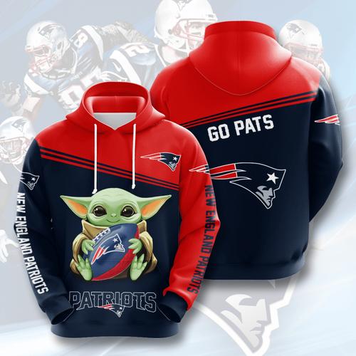 Sports Team Baby Yoda New England Patriots Hoodie 3D 0