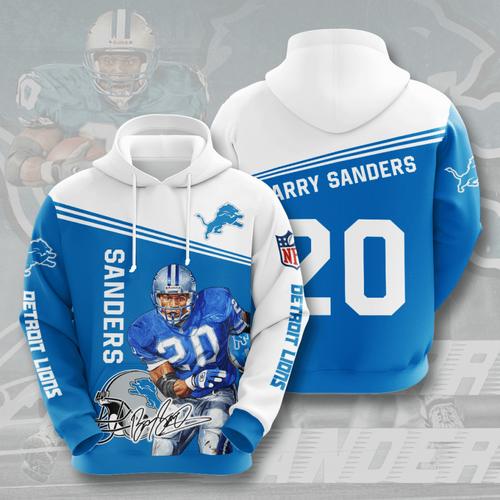 Sports Team Barry Sanders Detroit Lions Hoodie 3D 0