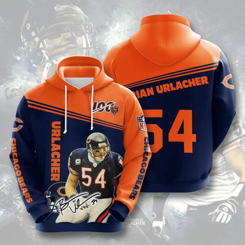 Sports Team Brian Urlacher Chicago Bears Hoodie 3D 0