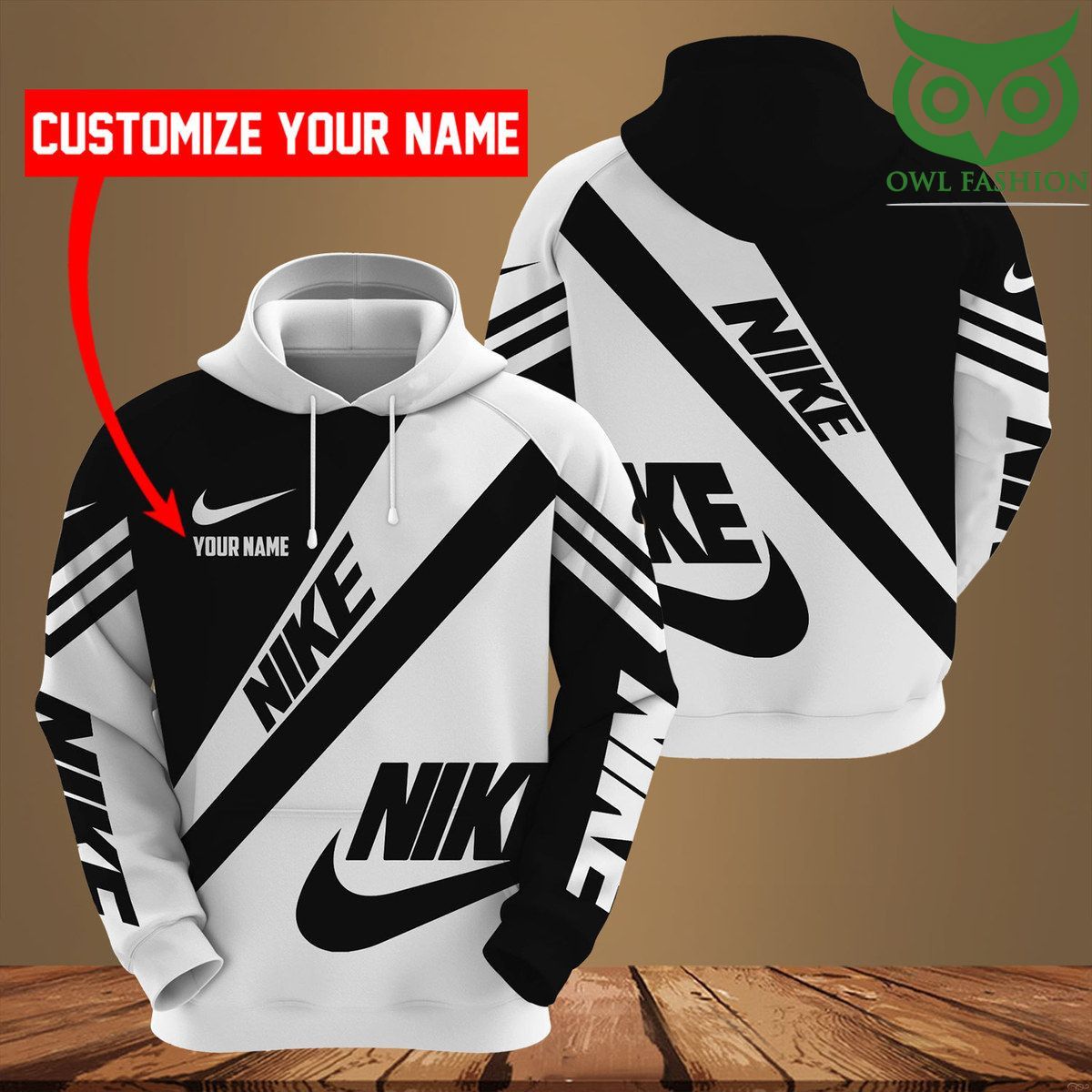 SqQfQuOD 24 Personalized Nike black and white hoodies T Shirt and sweatpants