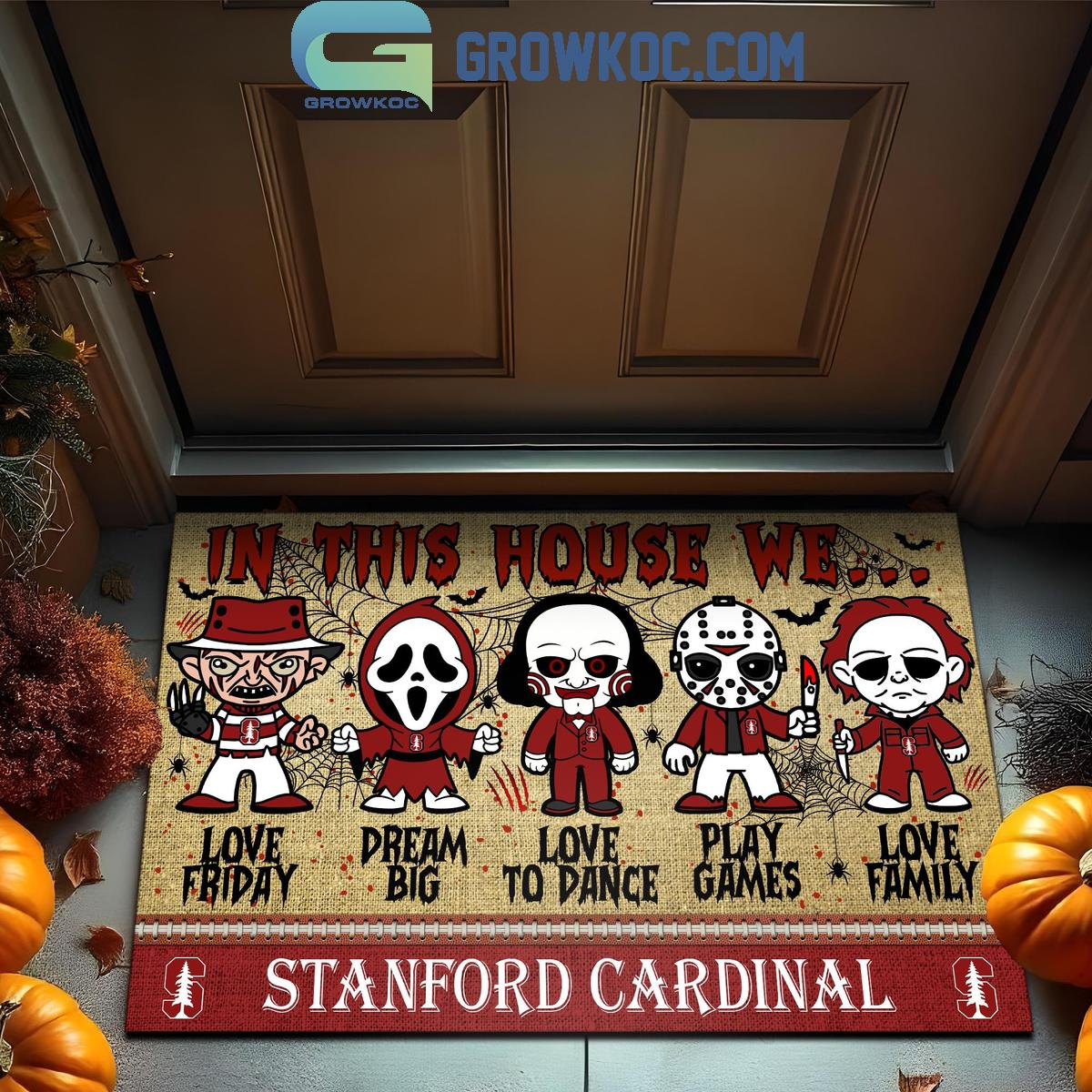 Stanford Cardinal In This House We Love Halloween Horror Movies Doormat 1 Ptw2h