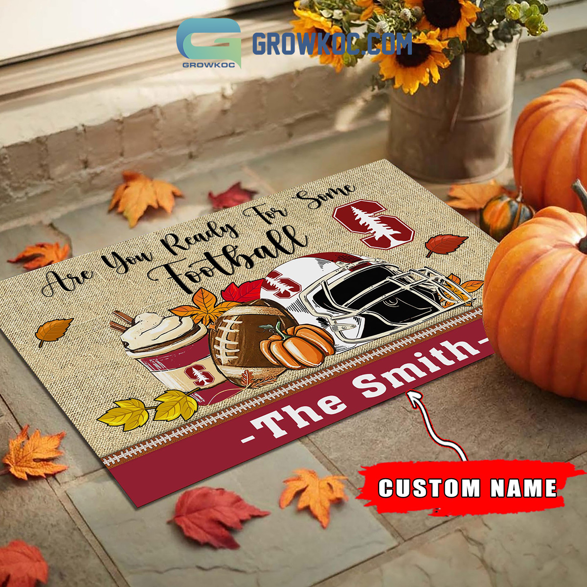 Stanford Cardinal NCAA Fall Pumpkin Are You Ready For Some Football Personalized Doormat2B1 LMxCj