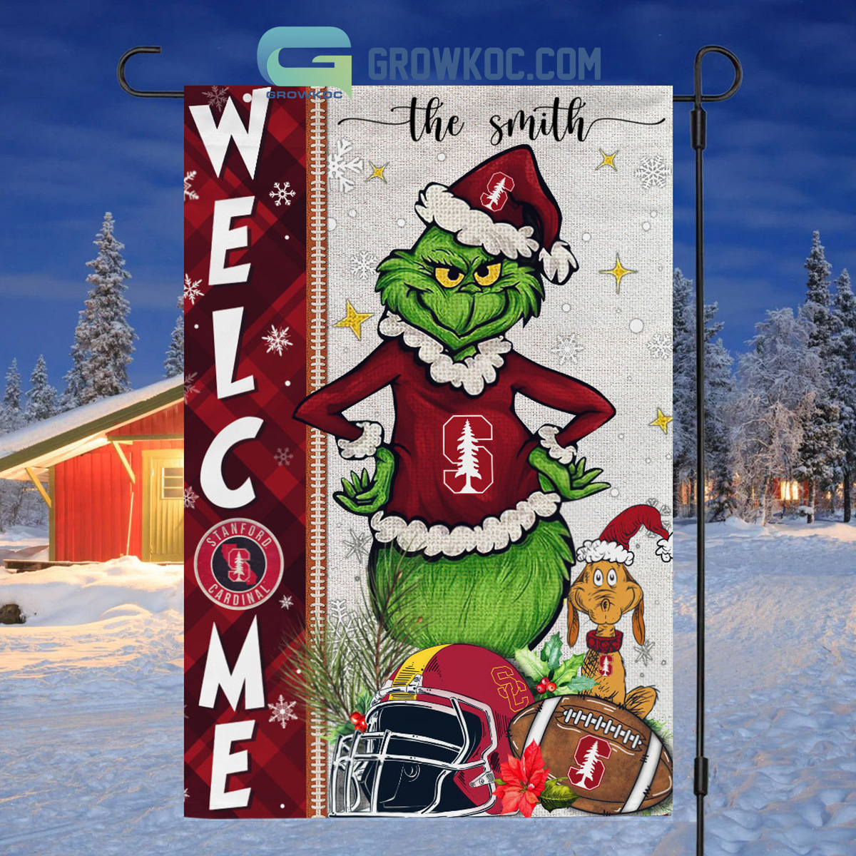 Stanford Cardinal NCAA Grinch Football Welcome Christmas House Garden Flag2B1 BcGh5